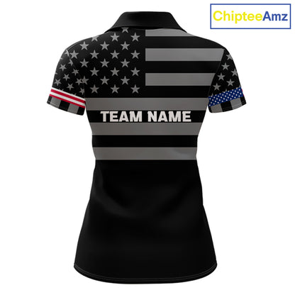 American Flag Black Women Golf Polo Shirt Custom Patriotic Women Golf Top, Gifts For Golf Lovers NYN4924