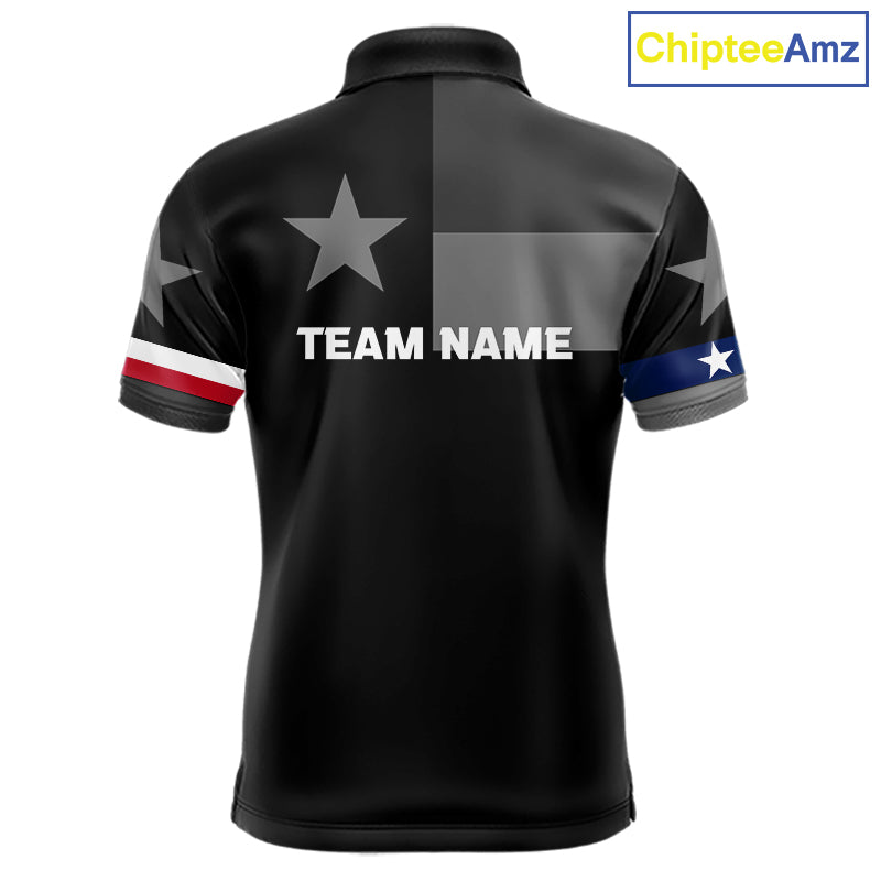 Texas Flag Black Men Golf Polo Shirt Custom Patriotic Mens Golf Top, Gifts For Golf Lovers NYN4925