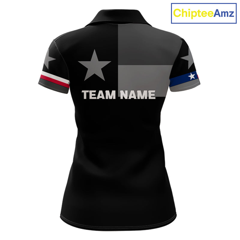 Texas Flag Black Women Golf Polo Shirt Custom Patriotic Women Golf Top, Gifts For Golf Lovers NYN4925