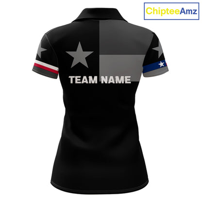 Texas Flag Black Women Golf Polo Shirt Custom Patriotic Women Golf Top, Gifts For Golf Lovers NYN4925