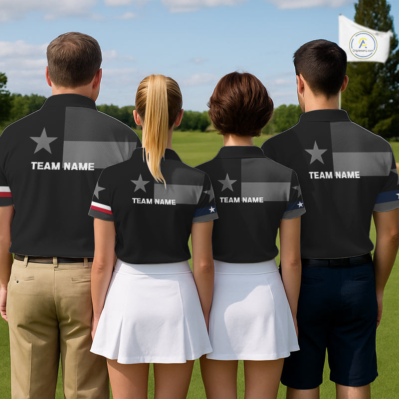 Texas Flag Black Men Golf Polo Shirt Custom Patriotic Mens Golf Top, Gifts For Golf Lovers NYN4925