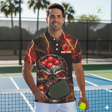 Load image into Gallery viewer, Custom Lightning Thunder Skull Red Muti-Ball Pickleball Jerseys Men Pickleball League Shirts NYN2232