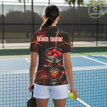 Load image into Gallery viewer, Custom Lightning Thunder Skull Red Muti-Ball Pickleball Jerseys Women Pickleball League Shirts NYN2232