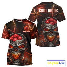Load image into Gallery viewer, Custom Lightning Thunder Skull Red Muti-Ball Pickleball Jerseys Men Pickleball League Shirts NYN2232