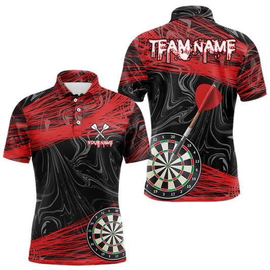 Black And Red Dartboards Custom Polo & 1/4 Zip Dart Jerseys For Men, Dart Team Shirts NYN0006