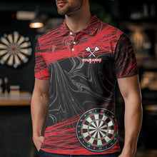 Load image into Gallery viewer, Black And Red Dartboards Custom Polo &amp; 1/4 Zip Dart Jerseys For Men, Dart Team Shirts NYN0006
