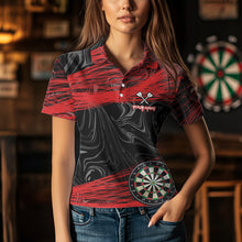 Load image into Gallery viewer, Black And Red Dartboards Custom Polo &amp; 1/4 Zip Dart Jerseys For Men, Dart Team Shirts NYN0006