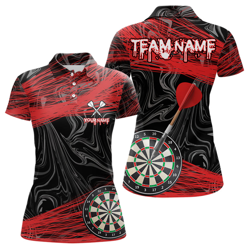 Black And Red Dartboards Custom Polo & 1/4 Zip Dart Jerseys For Men, Dart Team Shirts NYN0006