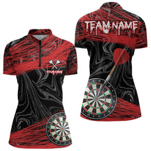 Load image into Gallery viewer, Black And Red Dartboards Custom Polo &amp; 1/4 Zip Dart Jerseys For Men, Dart Team Shirts NYN0006