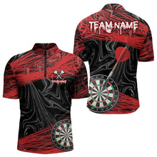 Load image into Gallery viewer, Black And Red Dartboards Custom Polo &amp; 1/4 Zip Dart Jerseys For Men, Dart Team Shirts NYN0006