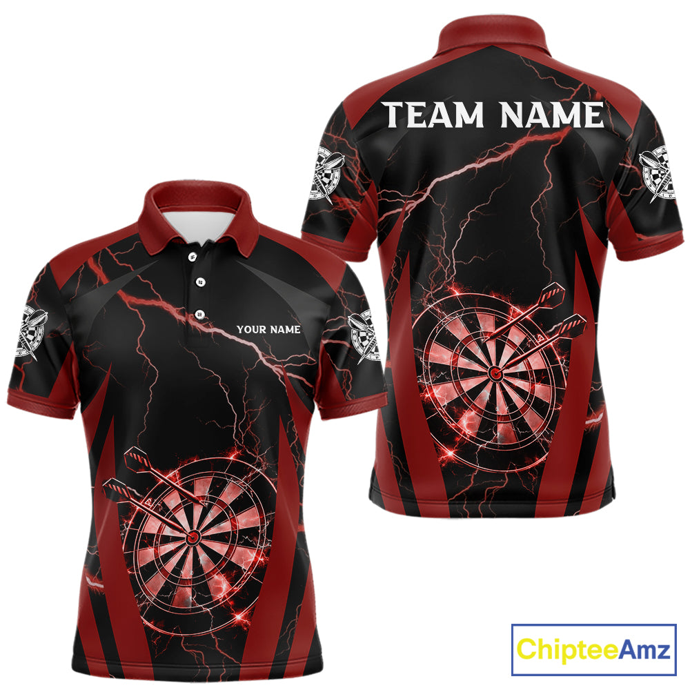 Custom Thunder Lightning Darts Polo & 1/4 Zip Shirt For Men Red Darts Thunder Team Jerseys NYN2889
