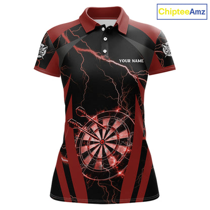 Custom Thunder Lightning Darts Polo & 1/4 Zip Shirt For Women Red Darts Thunder Team Jerseys NYN2889