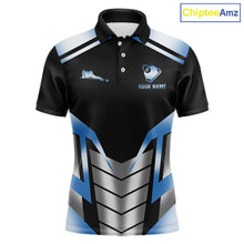 Load image into Gallery viewer, Custom Flame 8 Ball Pool Men Billiard Ball Shirts Gradient Blue &amp; Silver Billiard Pool Jerseys NYN2895