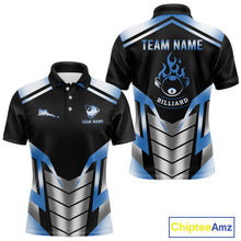 Load image into Gallery viewer, Custom Flame 8 Ball Pool Men Billiard Ball Shirts Gradient Blue &amp; Silver Billiard Pool Jerseys NYN2895