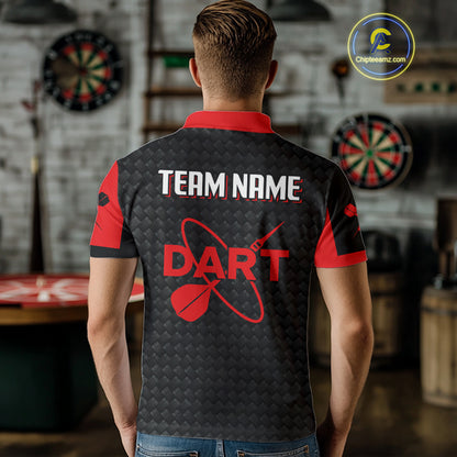Men's Custom Dart Shirt - Maroon & Black Pattern With Bold Darts | Personalized Name NYN0326