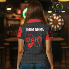 Load image into Gallery viewer, Women's Custom Dart Shirt - Maroon &amp; Black Pattern With Bold Darts | Personalized Name NYN0326