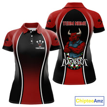 Load image into Gallery viewer, Women’s Custom Darts Shirt - Crimson Bull And Standard Dart Board | Personalized Name NYN0329