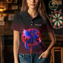 Load image into Gallery viewer, Colorful Gradient Dragon Dartboard Red Women&#39;s Darts Shirt - Custom Name &amp; Team Jersey NYN0589