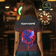 Load image into Gallery viewer, Colorful Gradient Dragon Dartboard Red Women&#39;s Darts Shirt - Custom Name &amp; Team Jersey NYN0589