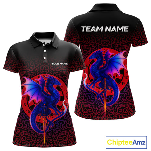Colorful Gradient Dragon Dartboard Red Women's Darts Shirt - Custom Name & Team Jersey NYN0589