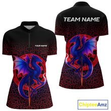 Load image into Gallery viewer, Colorful Gradient Dragon Dartboard Red Women&#39;s Darts Shirt - Custom Name &amp; Team Jersey NYN0589