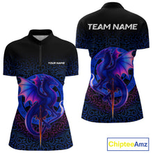 Load image into Gallery viewer, Colorful Gradient Dragon Dartboard Blue Women&#39;s Darts Shirt - Custom Name &amp; Team Jersey NYN0590