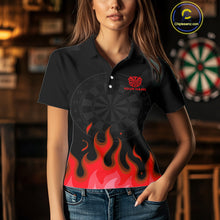 Load image into Gallery viewer, Maroon Flaming Dartboard Grey Skull Darts Shirt For Women - Custom Name &amp; Team Jersey NYN0598