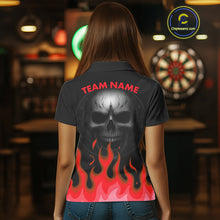 Load image into Gallery viewer, Maroon Flaming Dartboard Grey Skull Darts Shirt For Women - Custom Name &amp; Team Jersey NYN0598