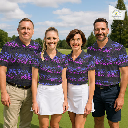 Personalized Purple Pink Pixel Men's Golf Polo Shirt Custom Name Camo Golf Apparel NYN4571
