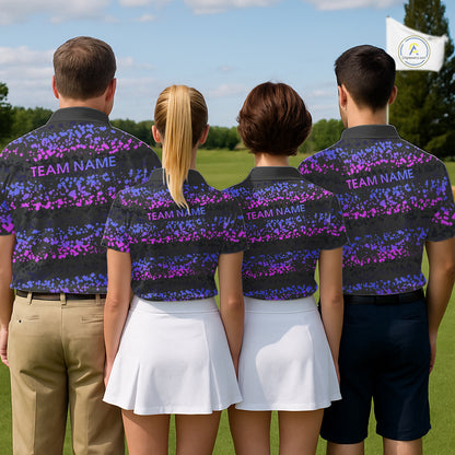 Personalized Purple Pink Pixel Men's Golf Polo Shirt Custom Name Camo Golf Apparel NYN4571