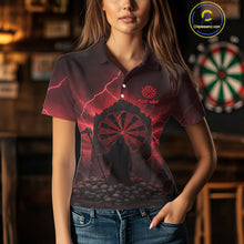 Load image into Gallery viewer, Custom Multi-Skull Lightning Red Dartboard Dart Women Polo Jerseys Grim Reaper Dart Shirts NYN1736
