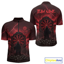 Load image into Gallery viewer, Custom Multi-Skull Lightning Red Dartboard Dart Men Quarter-Zip Jerseys Grim Reaper Dart Shirts NYN1736