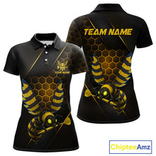 Load image into Gallery viewer, Custom Black &amp; Yellow Funny Bee Gold Dart Arrow Dart Women Polo Jerseys Outfits Dart Shirts NYN1735