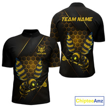 Load image into Gallery viewer, Custom Black &amp; Yellow Funny Bee Gold Dart Arrow Dart Men Quarter-Zip Jerseys Outfits Dart Shirts NYN1735