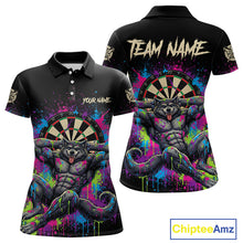 Load image into Gallery viewer, Colorful Splatter Funny Wolf Dartboard Custom Darts Polo Shirt For Women Dart Team Gifts NYN2001