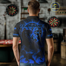 Load image into Gallery viewer, Custom Blue Flaming Dinosaurs Dartboard Polo Dart Shirt For Men Dinosaur Dart Jerseys NYN2007