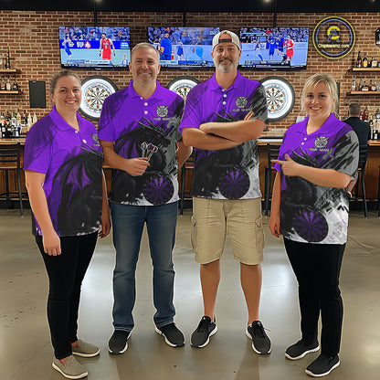 Purple Grunge Dragon Dartboard Custom Women Darts Quarter-Zip League Shirts Dragon Dart Jerseys NYN2238