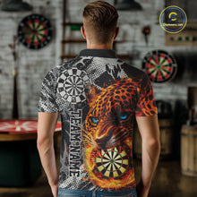 Load image into Gallery viewer, Orange Leopard Flame Dartboard Custom Men Darts Polo League Shirts Grunge Dart Jerseys NYN2241