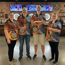 Load image into Gallery viewer, Orange Leopard Flame Dartboard Custom Women Darts Polo League Shirts Grunge Dart Jerseys NYN2241