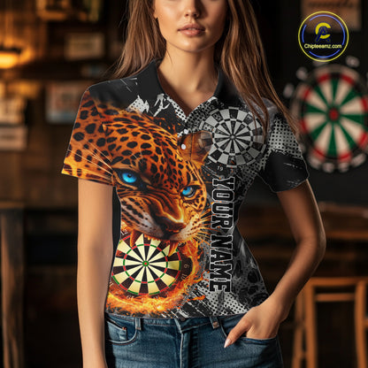 Orange Leopard Flame Dartboard Custom Women Darts Polo League Shirts Grunge Dart Jerseys NYN2241
