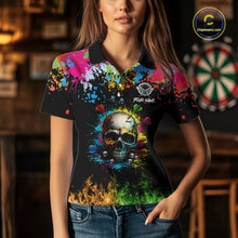 Load image into Gallery viewer, Custom Colorful Skull Dart Arrow Fire Flame Women Darts Polo League Shirts Dart Jerseys NYN2242