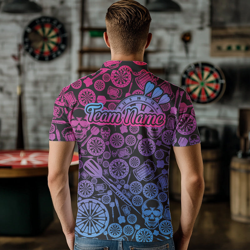 Colorful Gradient Dartboards Funny Dart Shirts For Men, Custom Dart Jerseys NYN0008