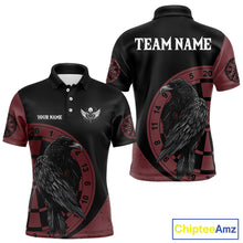 Load image into Gallery viewer, Personalized Black Raven Celtic Tribal Polynesian Dart Shirts For Men, Custom Dart Jerseys NYN0011