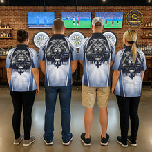 Load image into Gallery viewer, Personalized Blue And Silver Funny Lion Darts Shirt Lion Darts Polo &amp; 1/4-Zip For Men Darts Gifts NYN2899