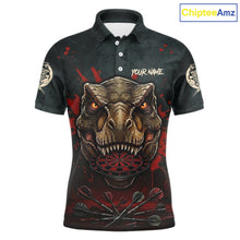 Load image into Gallery viewer, Red Splatter Grunge Dinosaur Darts Shirt For Men Custom Skeleton Horror Team Dart Jerseys NYN3118