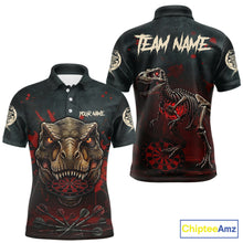 Load image into Gallery viewer, Red Splatter Grunge Dinosaur Darts Shirt For Men Custom Skeleton Horror Team Dart Jerseys NYN3118
