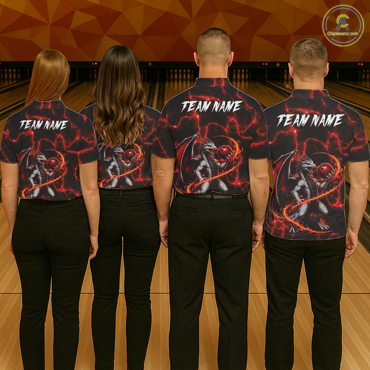 Thunder Lightning Dragon Bowling Shirt For Men Custom Fire Flame Bowling Team Outfits | Red NYN3282