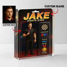 Load image into Gallery viewer, Darts King Toy Box Acrylic Plate Custom Face And Name For Darts Players, Darts Gift NYN0599