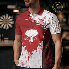 Load image into Gallery viewer, Personalized Eagle And Skull Grunge Red Dart Polo Shirts For Men, Dart Team Jerseys NYN0791