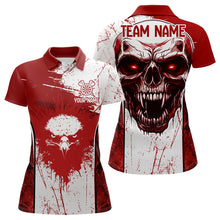 Load image into Gallery viewer, Personalized Eagle And Skull Grunge Red Dart Polo Shirts For Women, Dart Team Jerseys NYN0791